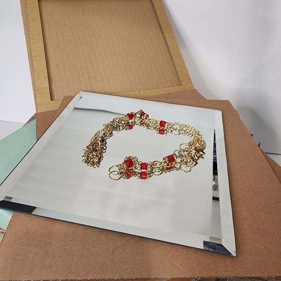 NOS Partylite Mirrored Beveled Coaster set of 2 vanity display candle decor - Picture 2 of 9